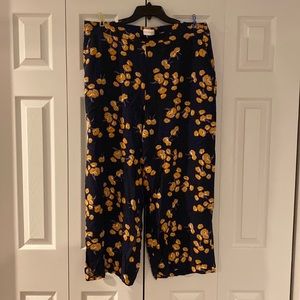 POPSUGAR floral print pants. Blue with yellow flowers. XL